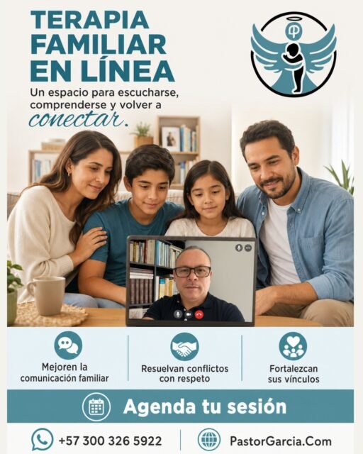 ¿Sienten que la comunicación en casa se ha vuelto difícil o que las distancias entre ustedes crecen? Es hora de "volver a conectar". 💖

Construyan un hogar más fuerte y armonioso con la Terapia Familiar Online guiada por el Pastor García. Un espacio seguro y profesional para:

✨ Mejorar la comunicación familiar.
🤝 Resolver conflictos con respeto.
🌱 Fortalecer sus vínculos.

📲 ¡Agenda su sesión hoy y den el primer paso hacia una familia más unida!

Escríbenos al WhatsApp: +57 300 326 5922

Visita nuestra web: PastorGarcia.Com
#TerapiaFamiliar #TerapiaOnline #SaludMentalFamiliar #FamiliaUnida #PsicologiaFamiliar #HogarFeliz #ComunicacionFamiliar #ResolverConflictos #FortalecerVinculos #RelacionesFamiliares #CrianzaConRespeto #pastorgarciaterapeuta #PsicologoOnline #TerapiaConPropósito #Sabaneta #Antioquia #Colombia