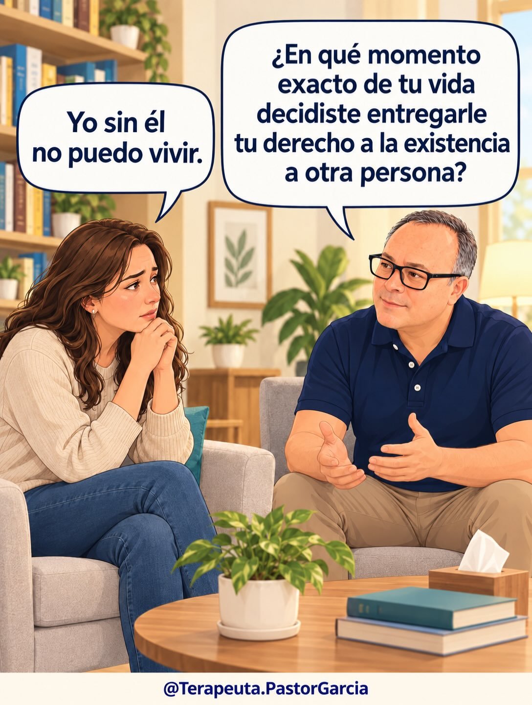 ¿En qué momento permitiste que tu bienestar, tu valor y tu existencia dependieran exclusivamente de otra persona?

Cuando pronunciamos frases como "Yo sin él/ella no puedo vivir", estamos entregando el timón de nuestra vida a las manos de alguien más. Esto no es amor: es una fusión emocional donde el miedo a la pérdida anula nuestra propia identidad.

En la terapia profunda, detenernos a revisar este instante es fundamental. No se trata de juzgar el pasado, sino de comprender qué vacío, qué herida o qué mandato inconsciente nos llevó a renunciar a nuestro propio derecho a existir de manera autónoma y plena.

Sanar implica recuperar tu centro, integrar tus partes heridas y comprender que tu valor es tuyo, independiente de quién esté a tu lado.

💬 ¿Te resuena esta reflexión? Cuéntame en los comentarios (si lo deseas) o compártela con alguien que necesite leer esto hoy.

📅 Da el primer paso hacia tu autonomía emocional: Si sientes que es momento de sanar tus vínculos y recuperar tu centro, agenda tu cita de psicoterapia online o presencial. Escríbeme un mensaje directo o haz clic en el enlace de mi perfil.
 #psicoterapia #relacionessanas #terapiadepareja❤️