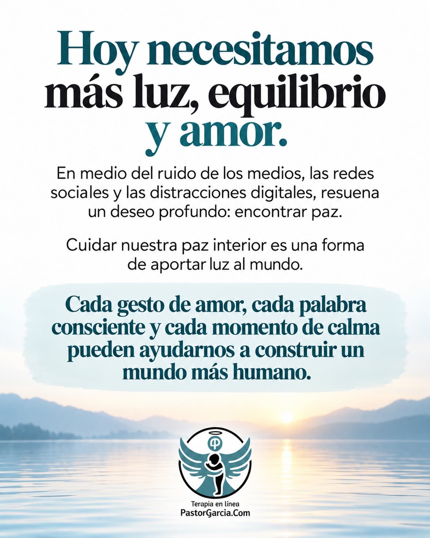 Hoy, más que nunca, necesitamos luz, equilibrio emocional y amor. En medio del ruido de los medios de comunicación, las redes sociales y las distracciones digitales, resuena un clamor profundo: el deseo de encontrar paz.

Los mismos espacios que tantas veces alimentan la confusión y alteran nuestra tranquilidad también reflejan una necesidad humana de conexión, esperanza y serenidad.

Ante un mundo que parece desbordado por el caos, cuidar nuestra paz interior es una forma de aportar luz. Cada gesto de amor, cada palabra consciente y cada momento de calma pueden ayudarnos a construir un mundo más humano. #pazmental🙌🏻❤️ #pazinterior🙏 #terapiaenlinea #terapiadeparejaenlinea